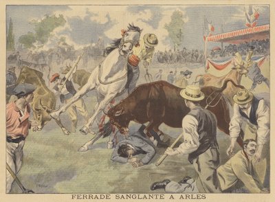 Fin sanglante de la traditionnelle marque des taureaux à Arles - French School
